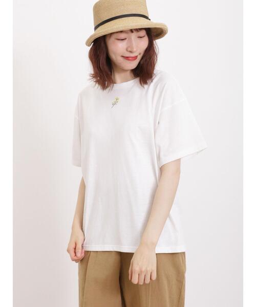 Samansa Mos2(サマンサ モスモス)の「【汗染み防止】お花刺繍Tシャツ(Tシャツ/カットソー・レディース・キナリ/ブラック/オフホワイト/ミント・F)」の15枚目の写真