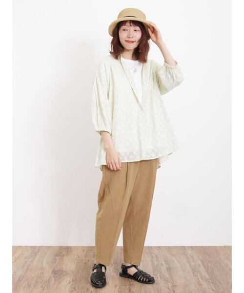 Samansa Mos2(サマンサ モスモス)の「【汗染み防止】お花刺繍Tシャツ(Tシャツ/カットソー・レディース・キナリ/ブラック/オフホワイト/ミント・F)」の18枚目の写真