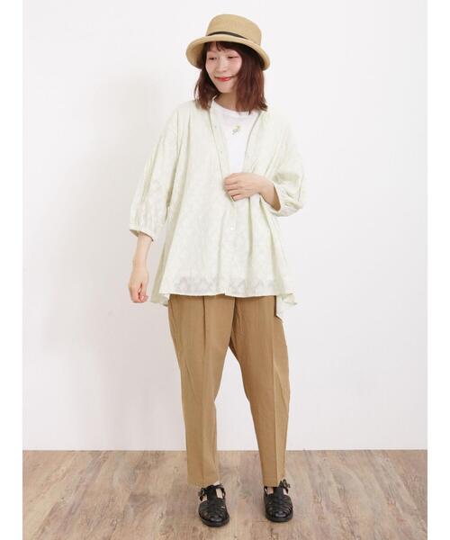 Samansa Mos2(サマンサ モスモス)の「【汗染み防止】お花刺繍Tシャツ(Tシャツ/カットソー・レディース・キナリ/ブラック/オフホワイト/ミント・F)」の19枚目の写真