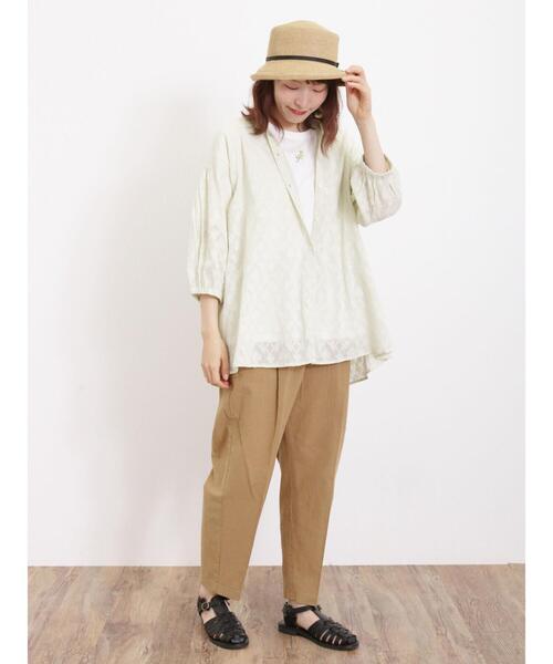 Samansa Mos2(サマンサ モスモス)の「【汗染み防止】お花刺繍Tシャツ(Tシャツ/カットソー・レディース・キナリ/ブラック/オフホワイト/ミント・F)」の20枚目の写真