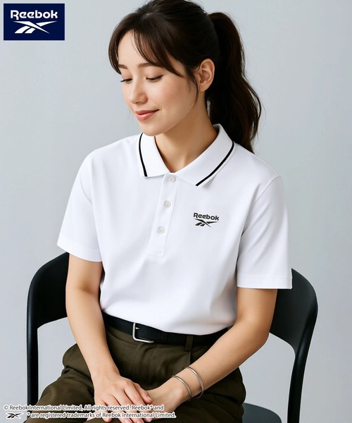 Reebok(リーボック)の「【別注】WEB限定 Reebok リーボック 半袖ポロシャツ ロゴ 刺繍 衿ライン ボタンダウン(ポロシャツ・メンズ・ブラック/ホワイト・LL/M/L)」の16枚目の写真