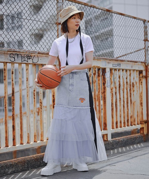 NBA（エヌビーエー）の「【NBA】別注/フリルチュールドッキングデニムスカート（デニムスカート・レディース・ブルー/ブラック・FREE）」の15枚目の写真