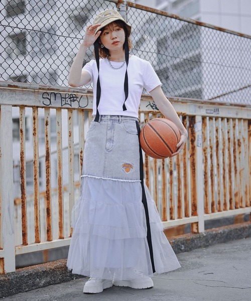 NBA（エヌビーエー）の「【NBA】別注/フリルチュールドッキングデニムスカート（デニムスカート・レディース・ブルー/ブラック・FREE）」の16枚目の写真