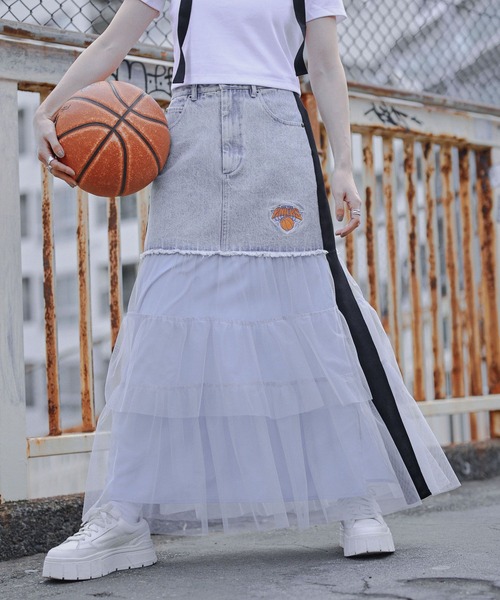 NBA（エヌビーエー）の「【NBA】別注/フリルチュールドッキングデニムスカート（デニムスカート・レディース・ブルー/ブラック・FREE）」の20枚目の写真