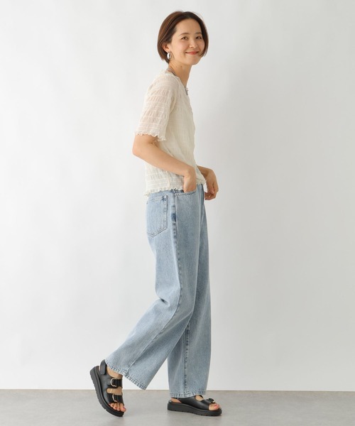 LEPSIM（レプシィム）の「シャーリング5分袖プルオーバー　114634（Tシャツ/カットソー・レディース・ブラック/アイボリー・FREE）」の7枚目の写真