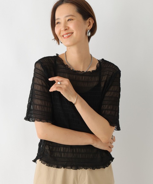 シャーリング5分袖プルオーバー 114634（Tシャツ/カットソー