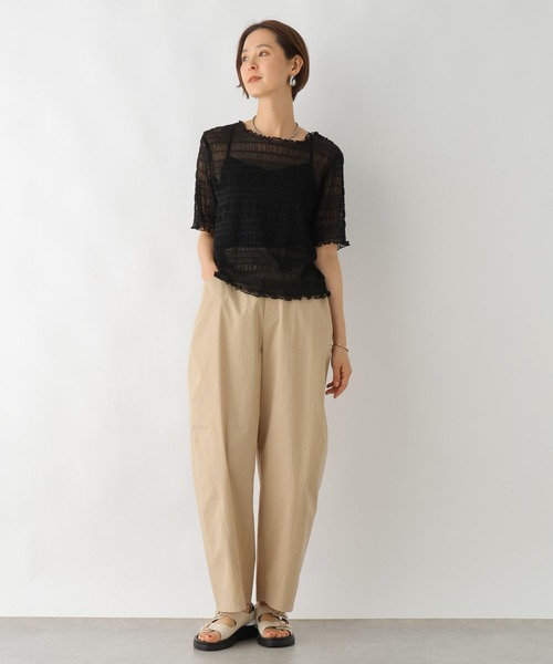 LEPSIM（レプシィム）の「シャーリング5分袖プルオーバー　114634（Tシャツ/カットソー・レディース・ブラック/アイボリー・FREE）」の12枚目の写真