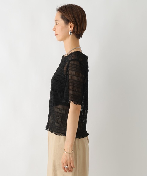 LEPSIM（レプシィム）の「シャーリング5分袖プルオーバー　114634（Tシャツ/カットソー・レディース・ブラック/アイボリー・FREE）」の15枚目の写真