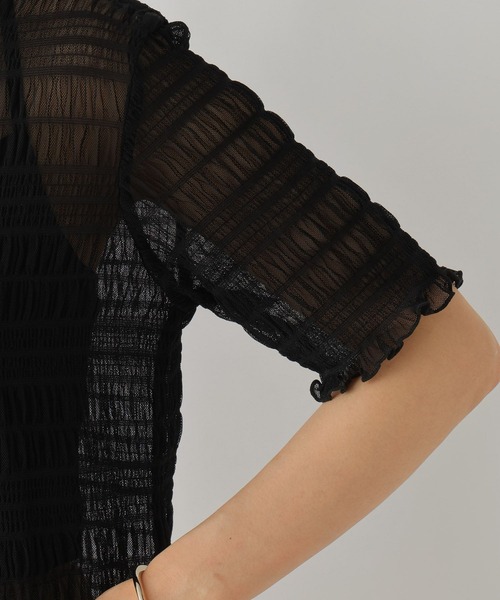 LEPSIM（レプシィム）の「シャーリング5分袖プルオーバー　114634（Tシャツ/カットソー・レディース・ブラック/アイボリー・FREE）」の18枚目の写真