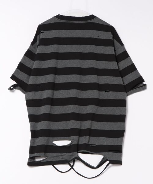 【未使用級】GALFY DAYo ボーダー Tee Tシャツ　ダメージ加工 未使用級】GALFY DAYo ボーダー Tee Tシャツ ダメージ加工