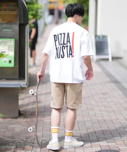 PIZZANISTA！（ピッザニスタ）の「【ムラサキスポーツ限定】PIZZANISTA/ピッザニスタ 半袖Tee オーバーサイズ ユニセックス PNTM242-02（Tシャツ/カットソー・メンズ・ホワイト/ブラック・M/XL/L）」の6枚目の写真
