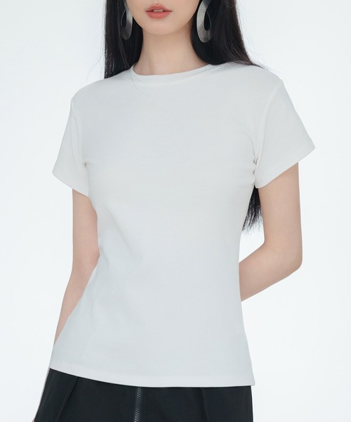 SAISON DE PAPILLON(セゾンドパピヨン)の「綿混クルーネックTシャツ(Tシャツ/カットソー・レディース・ブラック/ライトグレー/ホワイト・M/L)」の5枚目の写真