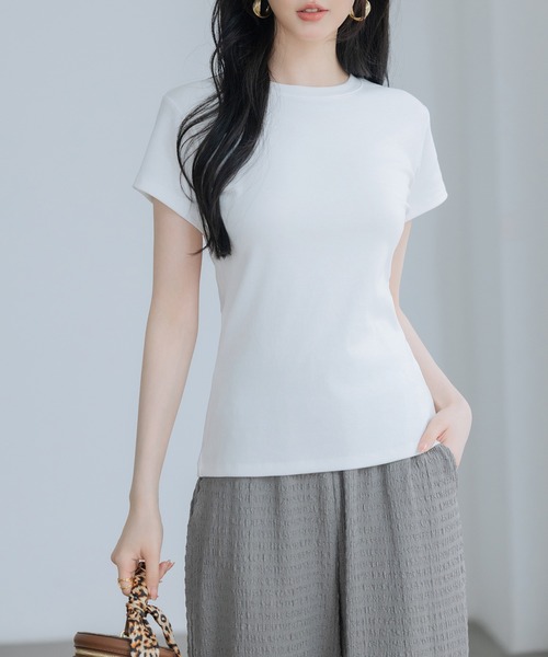 SAISON DE PAPILLON(セゾンドパピヨン)の「綿混クルーネックTシャツ(Tシャツ/カットソー・レディース・ブラック/ライトグレー/ホワイト・M/L)」の11枚目の写真