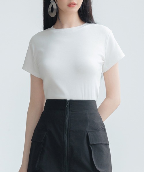 SAISON DE PAPILLON(セゾンドパピヨン)の「綿混クルーネックTシャツ(Tシャツ/カットソー・レディース・ブラック/ライトグレー/ホワイト・M/L)」の12枚目の写真