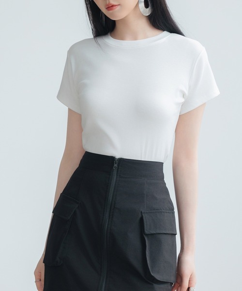 SAISON DE PAPILLON(セゾンドパピヨン)の「綿混クルーネックTシャツ(Tシャツ/カットソー・レディース・ブラック/ライトグレー/ホワイト・M/L)」の13枚目の写真