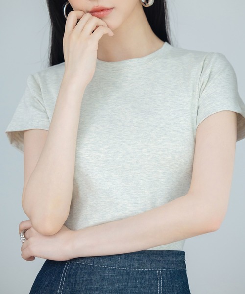 SAISON DE PAPILLON(セゾンドパピヨン)の「綿混クルーネックTシャツ(Tシャツ/カットソー・レディース・ブラック/ライトグレー/ホワイト・M/L)」の19枚目の写真
