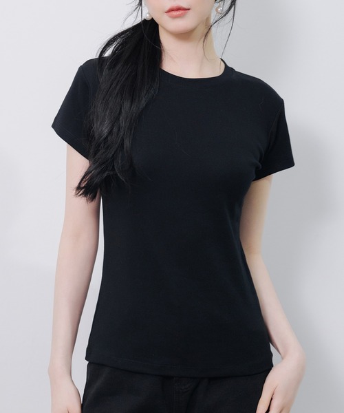 SAISON DE PAPILLON(セゾンドパピヨン)の「綿混クルーネックTシャツ(Tシャツ/カットソー・レディース・ブラック/ライトグレー/ホワイト・M/L)」の21枚目の写真