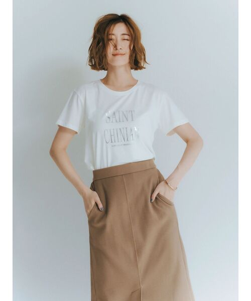 YECCA VECCA（イェッカヴェッカ）の「ロゴTee（Tシャツ/カットソー・レディース・オフホワイト/シルバー/ネイビー・FREE）」の5枚目の写真