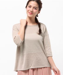 Green　Parks | ・U麻混ﾆｯﾄ7分袖ﾌﾟﾙｵｰﾊﾞｰ(ニット/セーター)