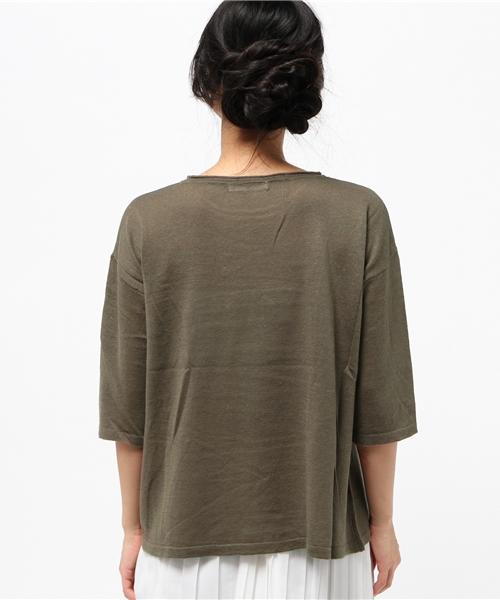 Green　Parks（グリーンパークス）の「・U麻混ﾆｯﾄ7分袖ﾌﾟﾙｵｰﾊﾞｰ（ニット/セーター・レディース・チャコールグレー/カーキ/レッド/ライトベージュ/ネイビー・FREE）」の8枚目の写真