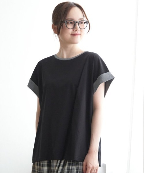 LBC(エルビーシー)の「ラメ袖フレンチスリーブTシャツ(Tシャツ/カットソー・レディース・ホワイト/ブラック/グレー/ブルー・M)」の2枚目の写真