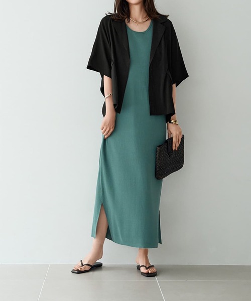 STYLE DELI(スタイルデリ)の「薄っすらシアーシャツジャケット(テーラードジャケット・レディース・ブラック/カーキ/ホワイト・FREE)」の15枚目の写真