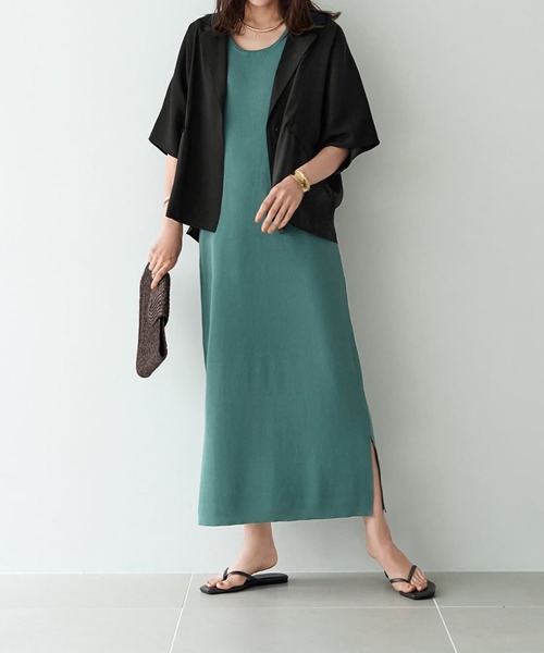 STYLE DELI(スタイルデリ)の「薄っすらシアーシャツジャケット(テーラードジャケット・レディース・ブラック/カーキ/ホワイト・FREE)」の9枚目の写真
