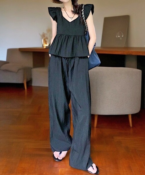 uni's room■3color ペプラムフリルセットアップ ST-SS25-07 uni's room□ペプラムデニムセットアップ ST-SS23-07
