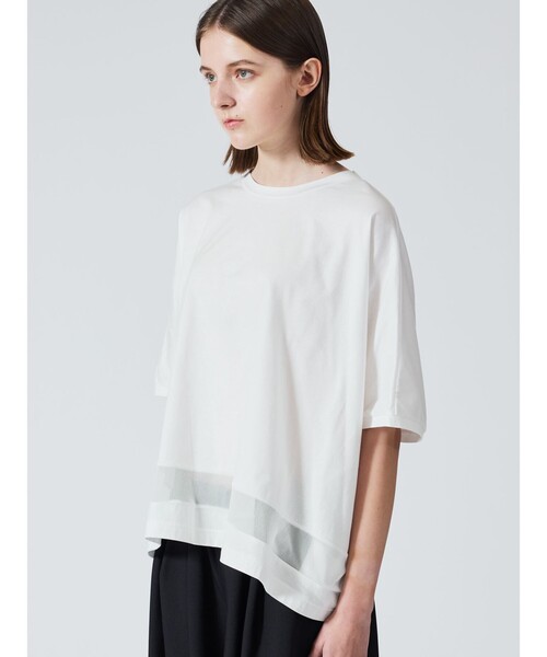 mizuiroind（ミズイロインド）の「mizuiro ind メッシュミックスワイドプルオーバー（Tシャツ/カットソー・レディース・ブラック/オフホワイト/チャコールグレー/ネイビー・FREE）」の11枚目の写真