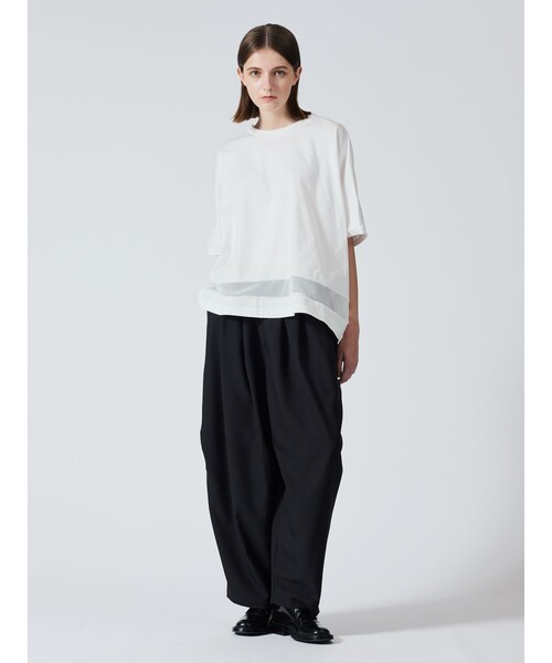 mizuiroind（ミズイロインド）の「mizuiro ind メッシュミックスワイドプルオーバー（Tシャツ/カットソー・レディース・ブラック/オフホワイト/チャコールグレー/ネイビー・FREE）」の13枚目の写真