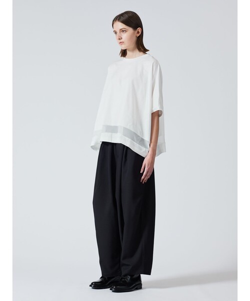 mizuiroind（ミズイロインド）の「mizuiro ind メッシュミックスワイドプルオーバー（Tシャツ/カットソー・レディース・ブラック/オフホワイト/チャコールグレー/ネイビー・FREE）」の14枚目の写真