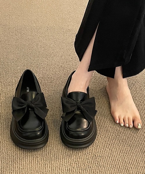 黒いリボン付きローファー 専用ページ レディース 【ABC SELECT】 エービーシーセレクト RIBBON LOAFER 2