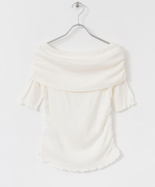 SENSE OF PLACE by URBAN RESEARCH（センスオブプレイスバイアーバンリサーチ）の「シャーリングオフショルダーシアートップ（Tシャツ/カットソー・レディース・ブラウン/オフホワイト/ブラック・ONE）」の8枚目の写真