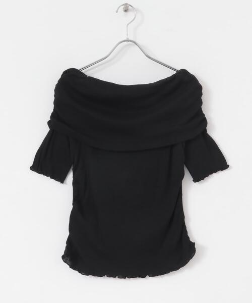 SENSE OF PLACE by URBAN RESEARCH（センスオブプレイスバイアーバンリサーチ）の「シャーリングオフショルダーシアートップ（Tシャツ/カットソー・レディース・ブラウン/オフホワイト/ブラック・ONE）」の13枚目の写真