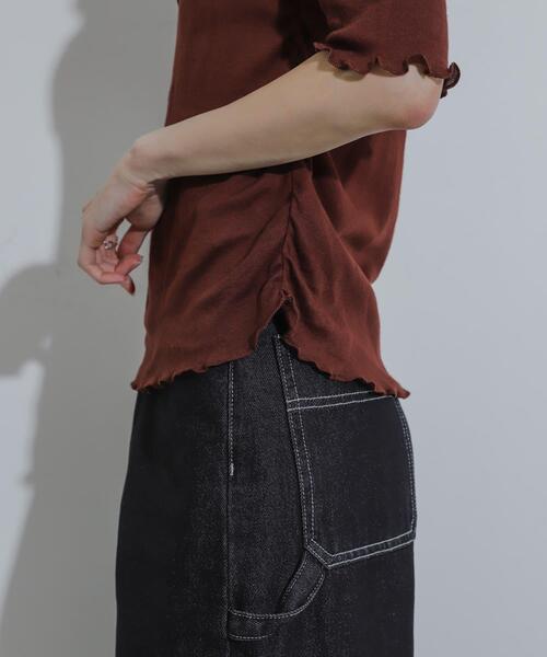 SENSE OF PLACE by URBAN RESEARCH（センスオブプレイスバイアーバンリサーチ）の「シャーリングオフショルダーシアートップ（Tシャツ/カットソー・レディース・ブラウン/オフホワイト/ブラック・ONE）」の16枚目の写真