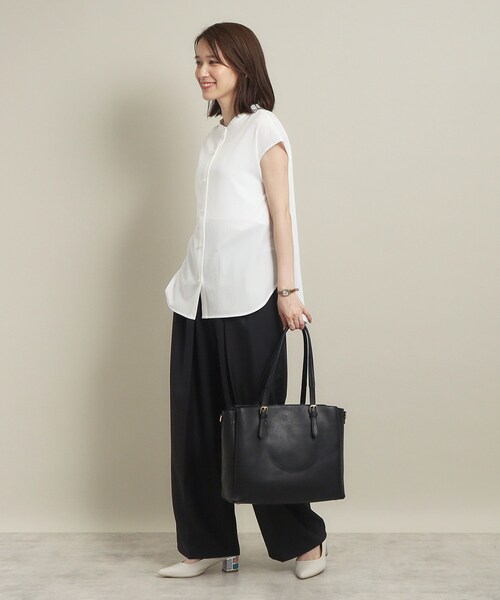 ITS'DEMO(イッツデモ)の「◆【通勤/肌触りさらり/手洗い可】パール調釦ストライプブラウス(シャツ/ブラウス・レディース・サックスブルー系2/ホワイト系5/グリーン系3/ブルー系2・00)」の6枚目の写真