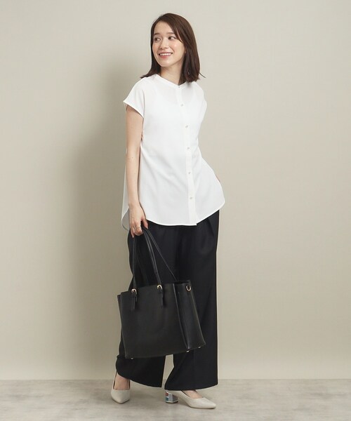 ITS'DEMO(イッツデモ)の「◆【通勤/肌触りさらり/手洗い可】パール調釦ストライプブラウス(シャツ/ブラウス・レディース・サックスブルー系2/ホワイト系5/グリーン系3/ブルー系2・00)」の7枚目の写真