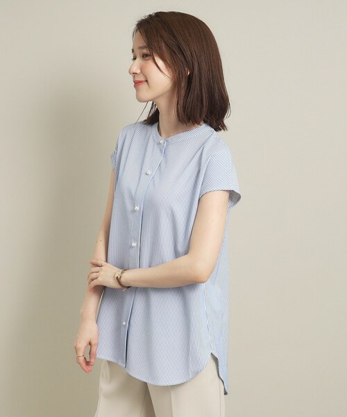 ITS'DEMO(イッツデモ)の「◆【通勤/肌触りさらり/手洗い可】パール調釦ストライプブラウス(シャツ/ブラウス・レディース・サックスブルー系2/ホワイト系5/グリーン系3/ブルー系2・00)」の13枚目の写真