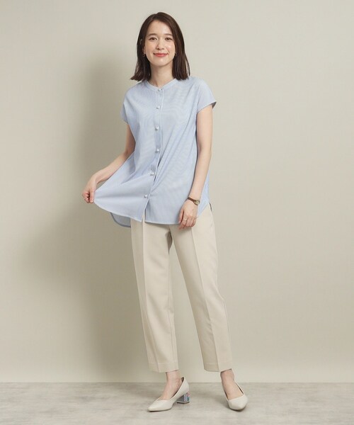 ITS'DEMO(イッツデモ)の「◆【通勤/肌触りさらり/手洗い可】パール調釦ストライプブラウス(シャツ/ブラウス・レディース・サックスブルー系2/ホワイト系5/グリーン系3/ブルー系2・00)」の14枚目の写真