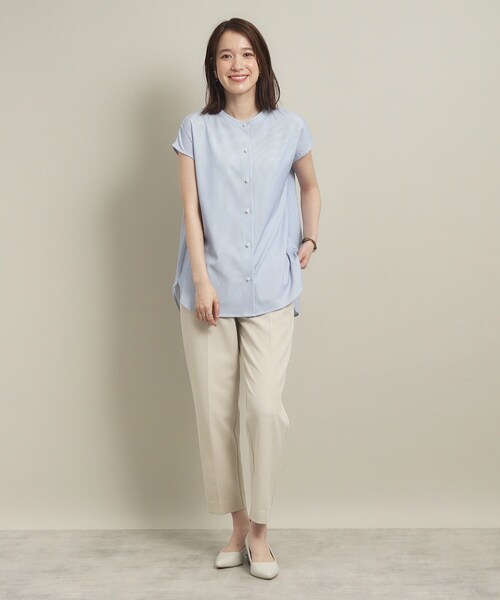 ITS'DEMO(イッツデモ)の「◆【通勤/肌触りさらり/手洗い可】パール調釦ストライプブラウス(シャツ/ブラウス・レディース・サックスブルー系2/ホワイト系5/グリーン系3/ブルー系2・00)」の15枚目の写真