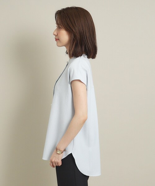 ITS'DEMO(イッツデモ)の「◆【通勤/肌触りさらり/手洗い可】パール調釦ストライプブラウス(シャツ/ブラウス・レディース・サックスブルー系2/ホワイト系5/グリーン系3/ブルー系2・00)」の22枚目の写真