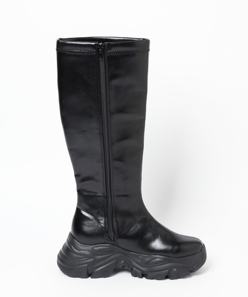 mysty woman（ミスティウーマン）の「スニーカーロングブーツ 144051（ブーツ・レディース・ホワイト/ブラック/グレー・MEDIUM/LARGE）」の5枚目の写真