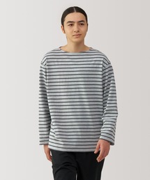 紳士 洗いざらし太番手ボートネック九分袖Tシャツ