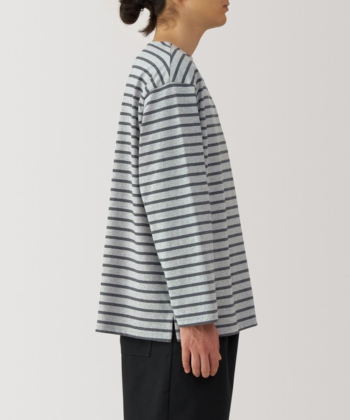 無印良品(ムジルシリョウヒン)の「紳士 洗いざらし太番手ボートネック九分袖Tシャツ(Tシャツ/カットソー・メンズ・グレー系・S/XL/M/L)」の3枚目の写真