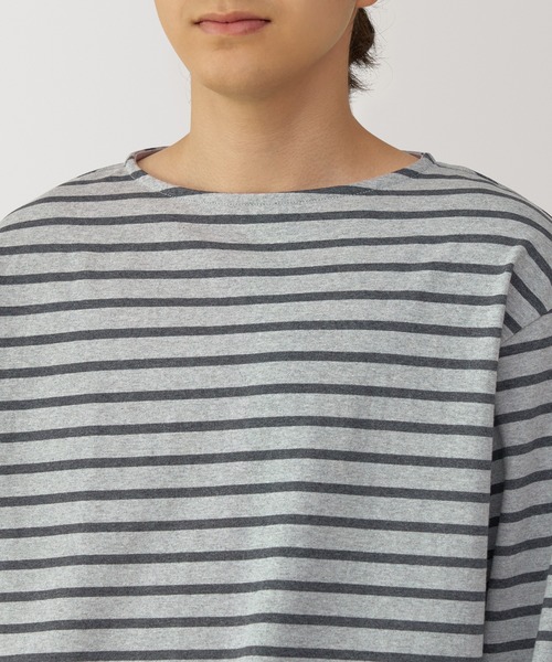 無印良品(ムジルシリョウヒン)の「紳士 洗いざらし太番手ボートネック九分袖Tシャツ(Tシャツ/カットソー・メンズ・グレー系・S/XL/M/L)」の5枚目の写真