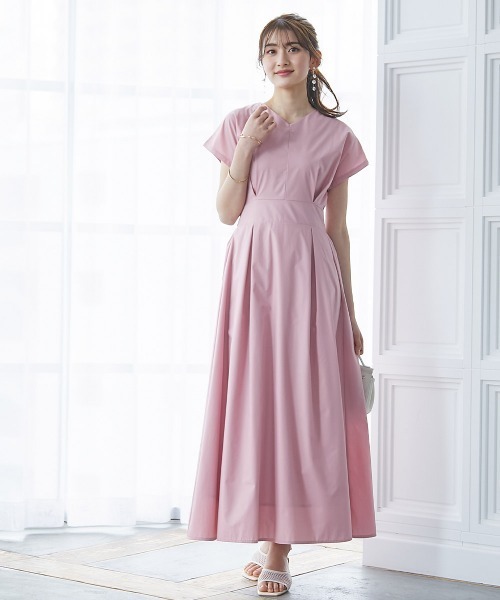 高身長 フレンチスリーブボリュームフレアワンピース（トールサイズ）fifiean（ワンピース）｜slattgir（スラットジール）