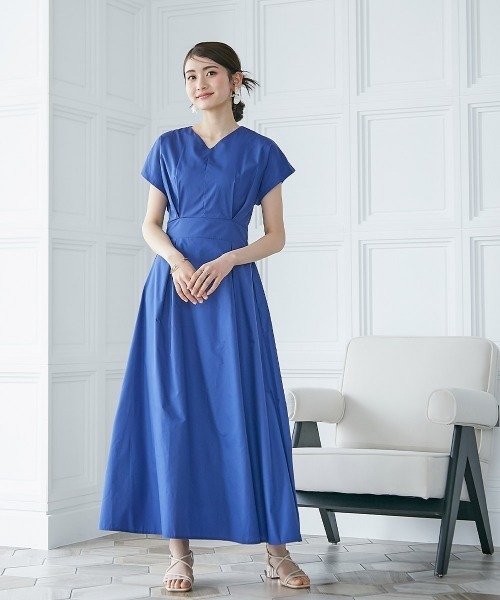 高身長 フレンチスリーブボリュームフレアワンピース（トールサイズ）fifiean（ワンピース）｜slattgir（スラットジール）