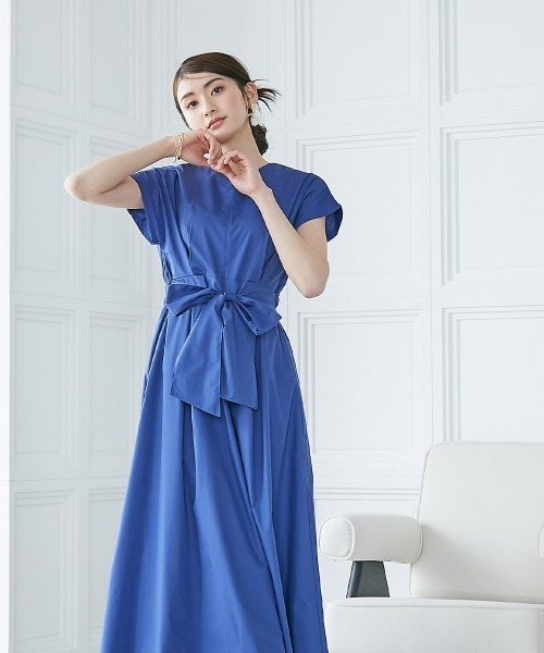 高身長 フレンチスリーブボリュームフレアワンピース（トールサイズ）fifiean（ワンピース）｜slattgir（スラットジール）