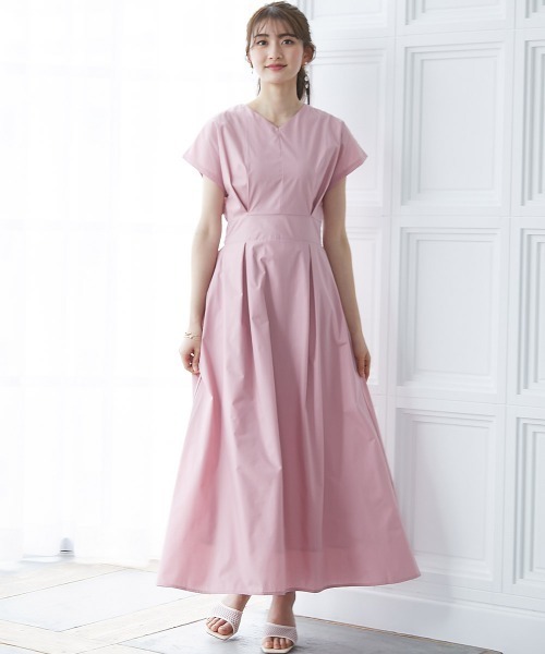 高身長 フレンチスリーブボリュームフレアワンピース（トールサイズ）fifiean（ワンピース）｜slattgir（スラットジール）