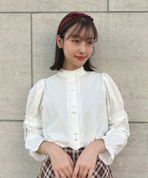 F i.n.t（フィント）の「フリル使い2wayスリーブブラウス/fint（シャツ/ブラウス・レディース・ホワイト×ブラック/オフホワイト/ピンク・FREE）」の2枚目の写真